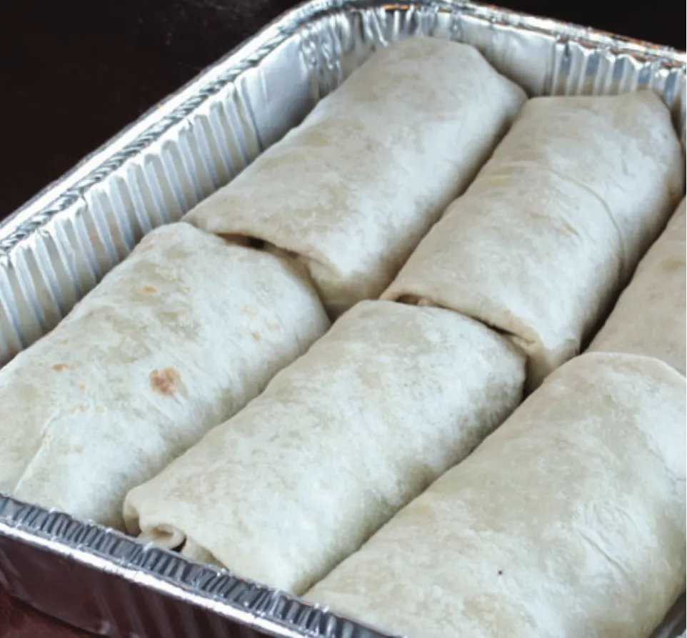 Tray of burritos ready for pickup